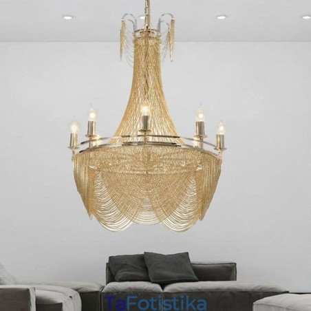 Κρεμαστό Φωτιστικό Αλυσίδας Αλουμινίου Creative Light Πολυτελής Φούντα Διακοσμητικό Ανοιχτό Χρυσό Ασημί Κρεμαστό Φωτιστικό Αλυσίδας Αλουμινίου Creative Light Πολυτελής Φούντα Διακοσμητικό Ανοιχτό Χρυσό Ασημί