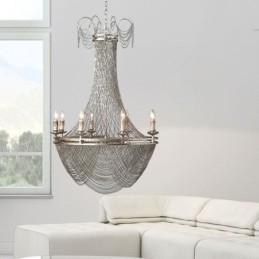 Κρεμαστό Φωτιστικό Αλυσίδας Αλουμινίου Creative Light Πολυτελής Φούντα Διακοσμητικό Ανοιχτό Χρυσό Ασημί