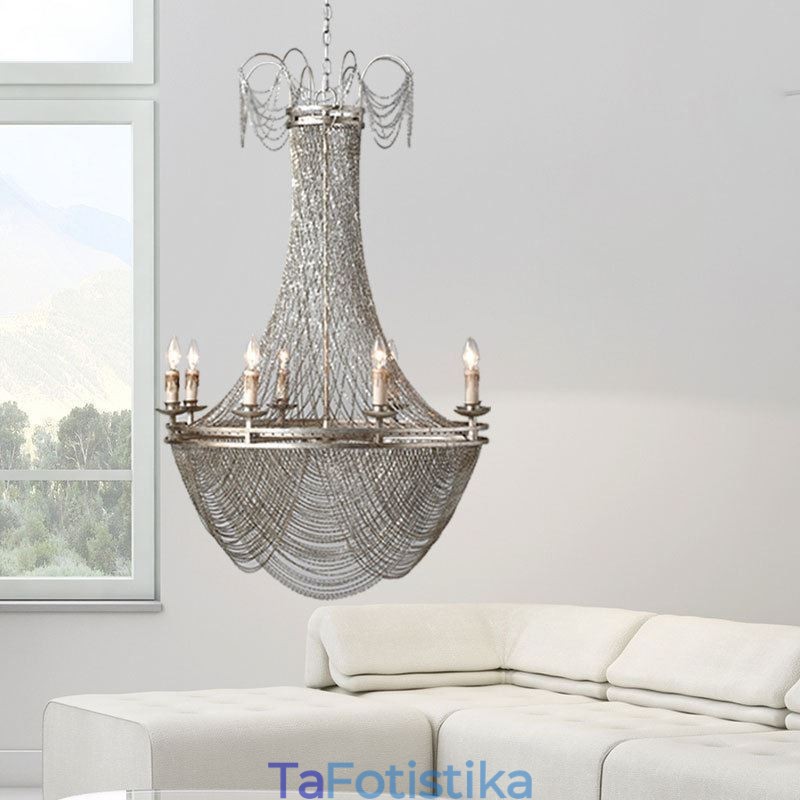 Κρεμαστό Φωτιστικό Αλυσίδας Αλουμινίου Creative Light Πολυτελής Φούντα Διακοσμητικό Ανοιχτό Χρυσό Ασημί