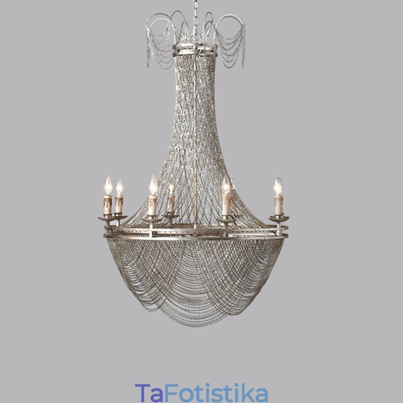 Κρεμαστό Φωτιστικό Αλυσίδας Αλουμινίου Creative Light Πολυτελής Φούντα Διακοσμητικό Ανοιχτό Χρυσό Ασημί