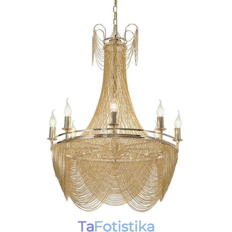 Κρεμαστό Φωτιστικό Αλυσίδας Αλουμινίου Creative Light Πολυτελής Φούντα Διακοσμητικό Ανοιχτό Χρυσό Ασημί