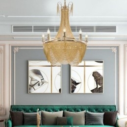 Κρεμαστό Φωτιστικό Αλυσίδας Αλουμινίου Creative Light Πολυτελής Φούντα Διακοσμητικό Ανοιχτό Χρυσό Ασημί
