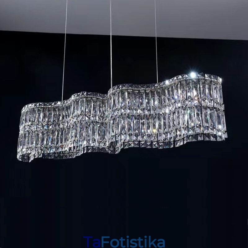 Μακρύ κρυστάλλινο κρεμαστό φωτιστικό πολυτελείας διακοσμητικό φωτιστικό οροφής