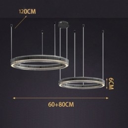 Κρεμαστό Φωτιστικό 60+80CM Διπλό Κύκλο Γυάλινο Φωτιστικό Οροφής Stepless Dimmable with Remote Control