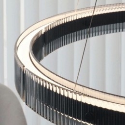 Κρεμαστό Φωτιστικό 60+80CM Διπλό Κύκλο Γυάλινο Φωτιστικό Οροφής Stepless Dimmable with Remote Control
