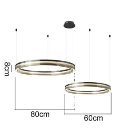 Γυάλινο Φωτιστικό Οροφής 60+80CM Κύκλος Διακόσμηση Κρεμαστό Φωτιστικό Διπλό Κύκλο Τριχρωματικό Ντάμινγκ