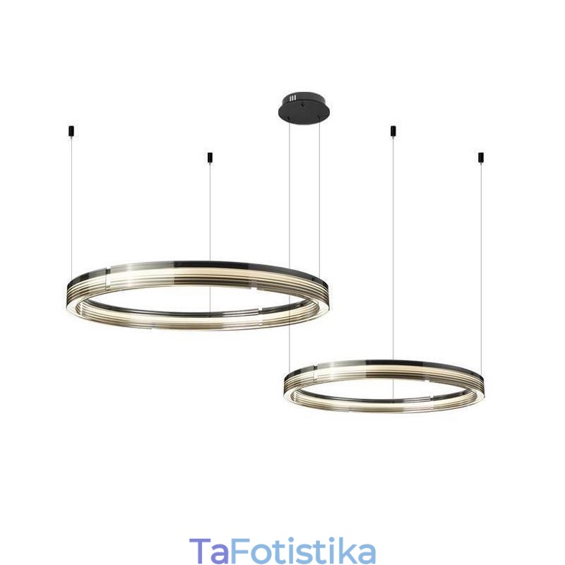 Γυάλινο Φωτιστικό Οροφής 60+80CM Κύκλος Διακόσμηση Κρεμαστό Φωτιστικό Διπλό Κύκλο Τριχρωματικό Ντάμινγκ