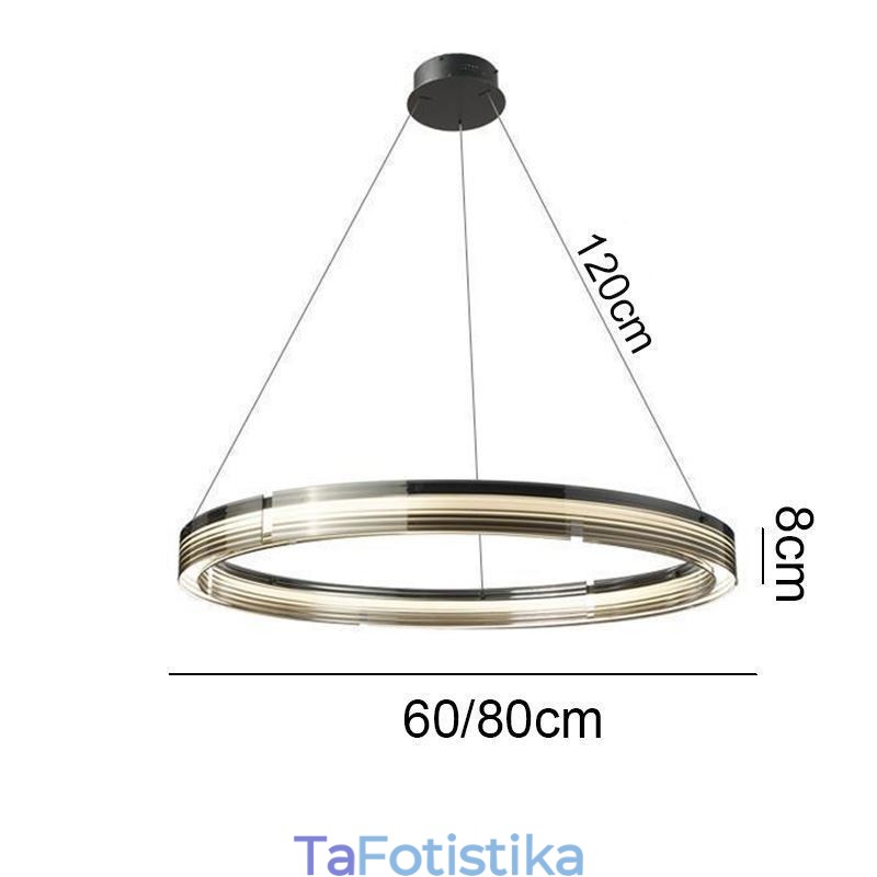 Κρεμαστό Φωτιστικό 60 80CM Στρογγυλό Γυάλινο Φωτιστικό Οροφής Τριχρωματικό Dimming