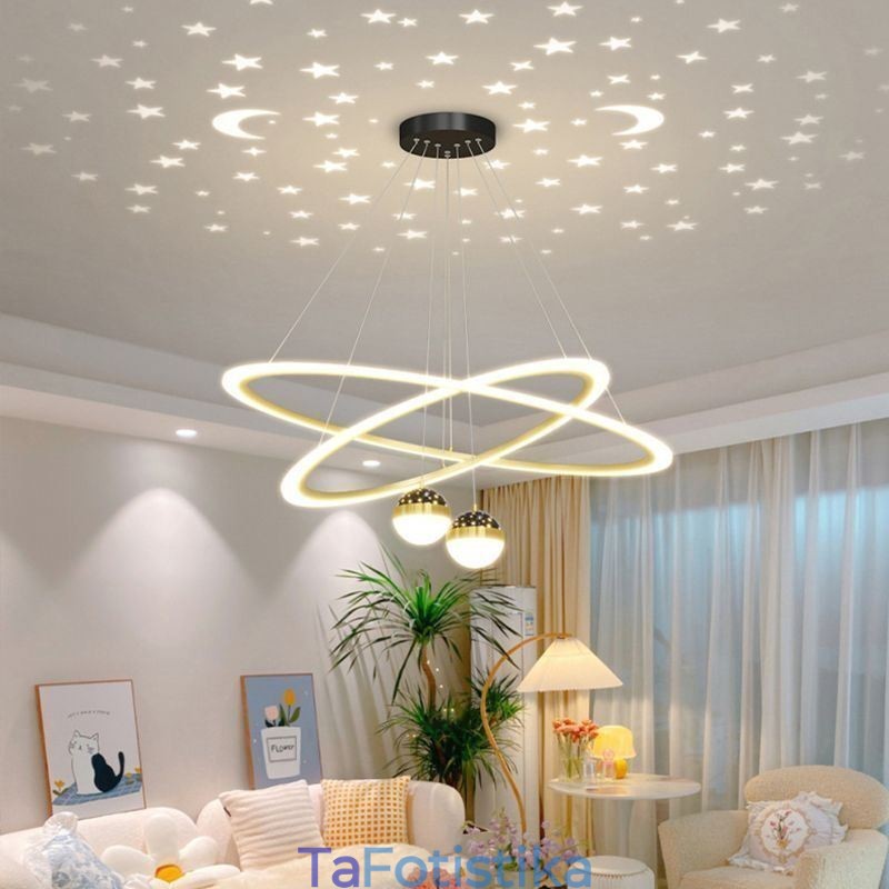 Φωτιστικό κρεμαστό Φωτιστικό οροφής από σφυρήλατο σίδερο Ακρυλικό Starry Sky Ring