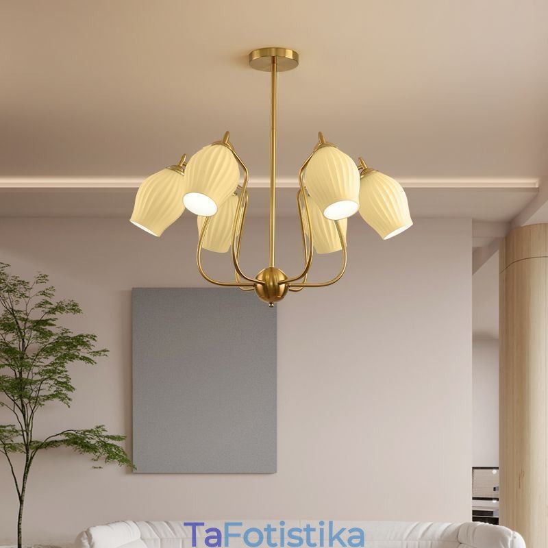 Φωτιστικό κρεμαστό Nordic Creative από σφυρήλατο σίδερο Χάλκινο φυσικό χρώμα Φωτιστικό οροφής Stamen