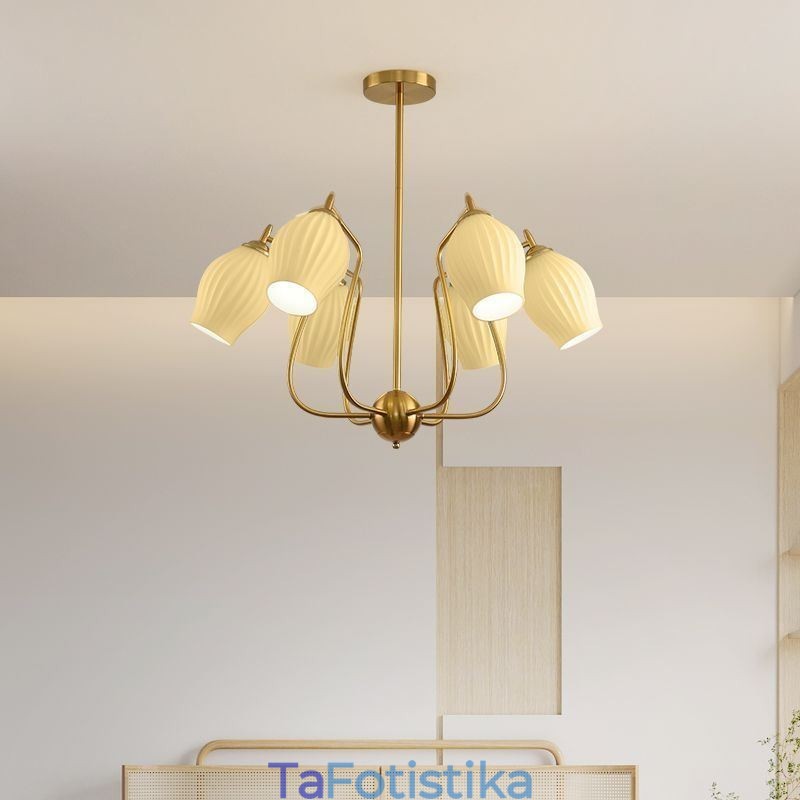 Φωτιστικό κρεμαστό Nordic Creative από σφυρήλατο σίδερο Χάλκινο φυσικό χρώμα Φωτιστικό οροφής Stamen