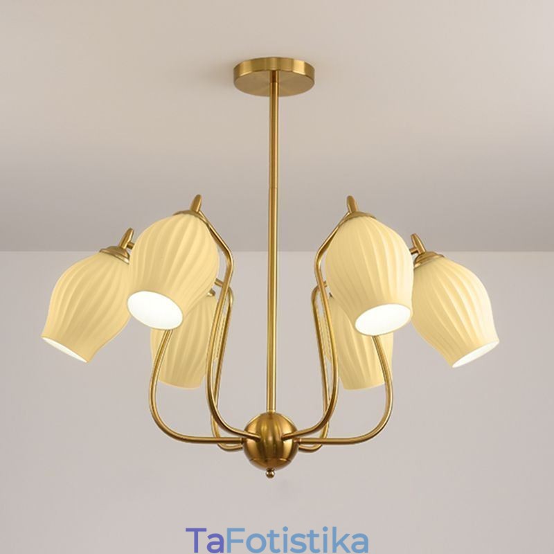 Φωτιστικό κρεμαστό Nordic Creative από σφυρήλατο σίδερο Χάλκινο φυσικό χρώμα Φωτιστικό οροφής Stamen
