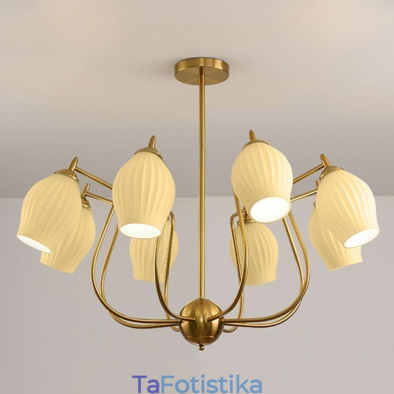 Φωτιστικό κρεμαστό Nordic Creative από σφυρήλατο σίδερο Χάλκινο φυσικό χρώμα Φωτιστικό οροφής Stamen