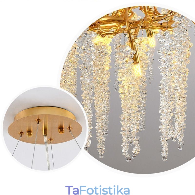 Γυάλινος πολυέλαιος Nordic Pendant Light Golden Branch G9