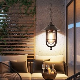 American Retro Outdoor Light Αδιάβροχο Birdcage Shape Pendant Light Garden