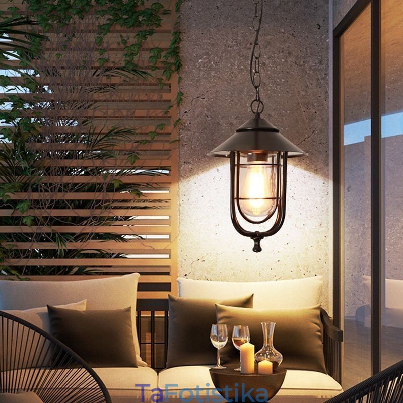 American Retro Outdoor Light Αδιάβροχο Birdcage Shape Pendant Light Garden