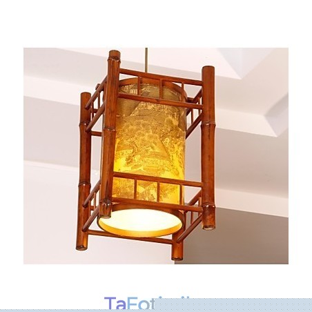 Ρετρό πολυέλαιος φαναριού από μπαμπού από ξύλο