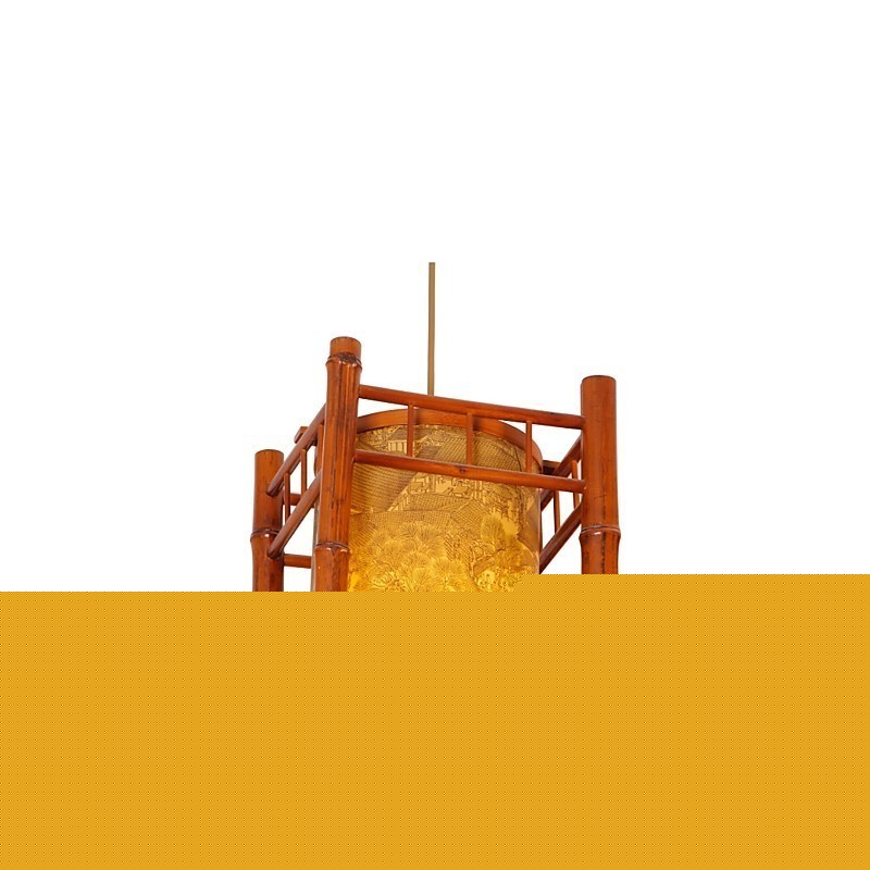 Ρετρό πολυέλαιος φαναριού από μπαμπού από ξύλο