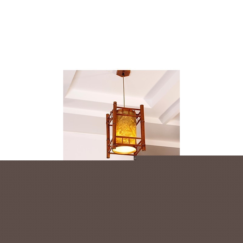 Ρετρό πολυέλαιος φαναριού από μπαμπού από ξύλο