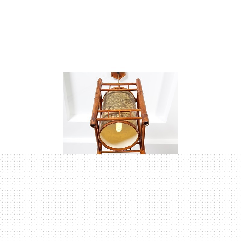 Ρετρό πολυέλαιος φαναριού από μπαμπού από ξύλο