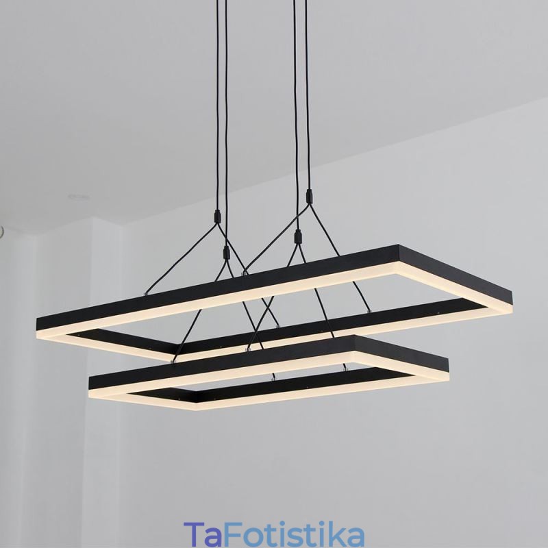 Μοντέρνος Κρεμαστός Πλαίσιος Ανοιχτός Ακρυλικός Μαύρος Πολυέλαιος