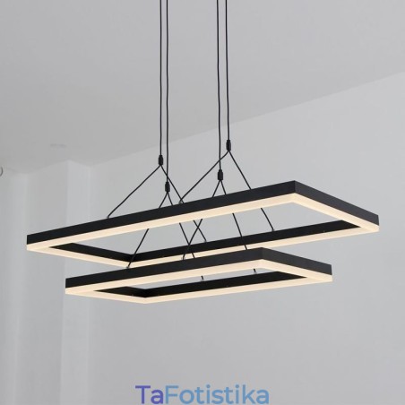 Μοντέρνος Κρεμαστός Πλαίσιος Ανοιχτός Ακρυλικός Μαύρος Πολυέλαιος