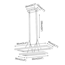 Μοντέρνος Κρεμαστός Πλαίσιος Ανοιχτός Ακρυλικός Μαύρος Πολυέλαιος