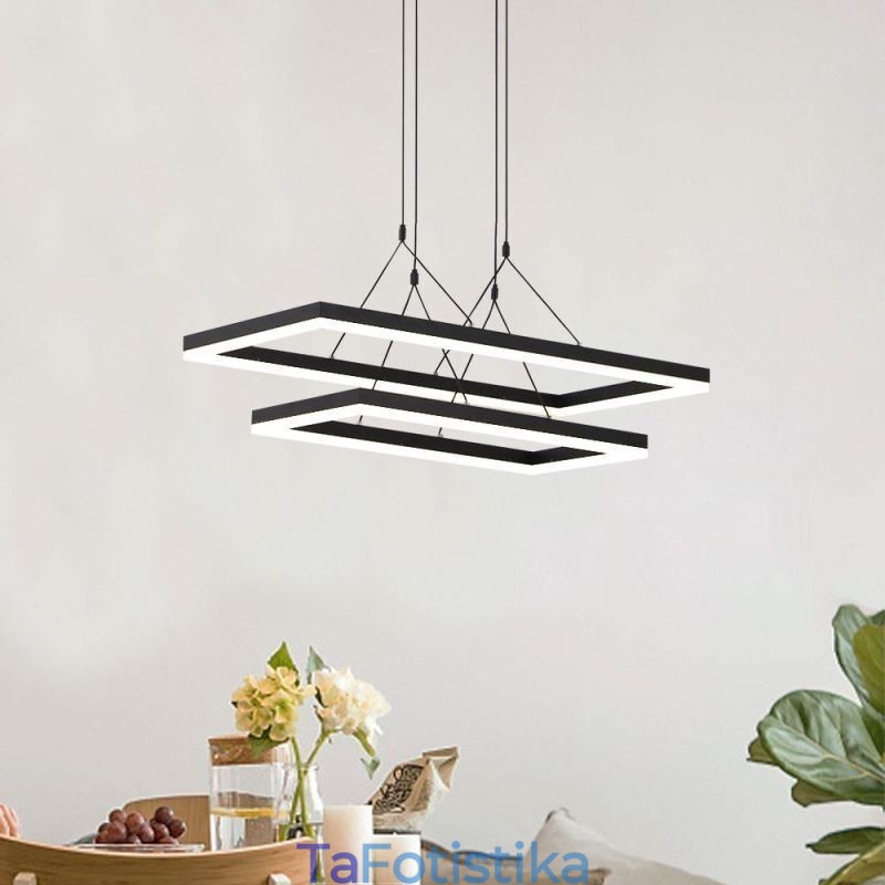 Μοντέρνος Κρεμαστός Πλαίσιος Ανοιχτός Ακρυλικός Μαύρος Πολυέλαιος