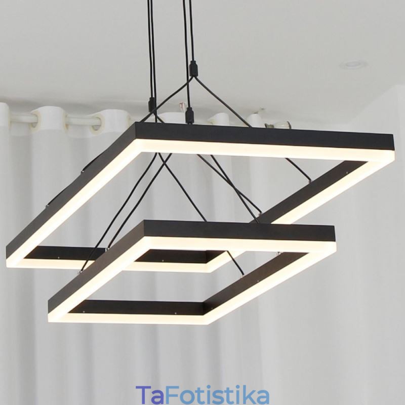 Μοντέρνος Κρεμαστός Πλαίσιος Ανοιχτός Ακρυλικός Μαύρος Πολυέλαιος