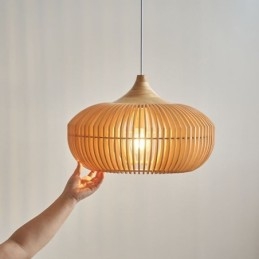 Κρεμαστό Ξύλινο Πλαίσιο Ανοιχτός πολυέλαιος σε σχήμα κολοκύθας