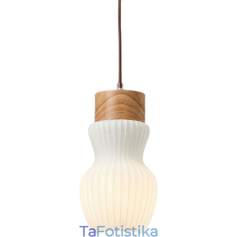 Φωτιστικό κρεμαστό ξύλινο Γιαπωνέζικο Φωτιστικό Γυάλινο Βραστήρα Κρεμαστό Φωτιστικό