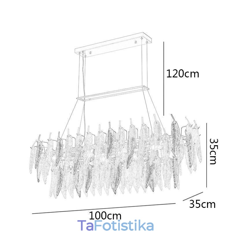Artistic Glass Πολυέλαιος Φτερό Οβάλ Κρεμαστό Φωτιστικό