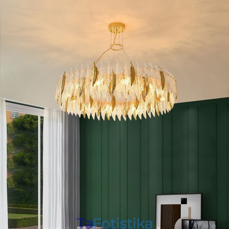 Artistic Glass Πολυέλαιος Φτερό Στρογγυλό Φωτιστικό Οροφής