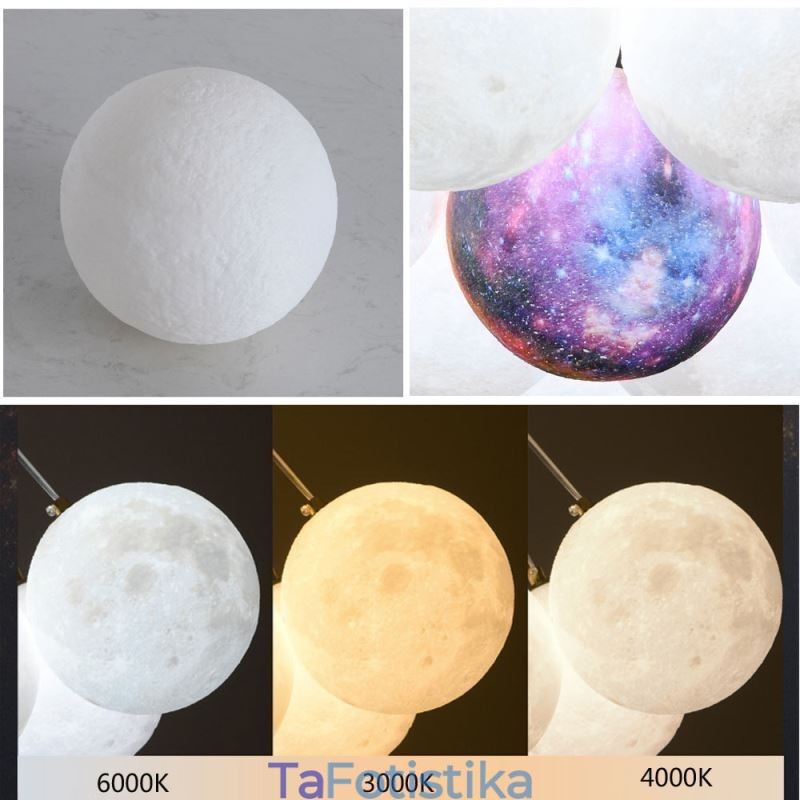 Moon Bubble Chandelier Μοντέρνο 3D Print Balls Κρεμαστό φωτιστικό