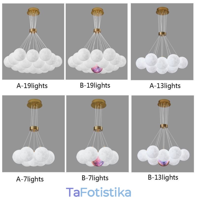 Moon Bubble Chandelier Μοντέρνο 3D Print Balls Κρεμαστό φωτιστικό