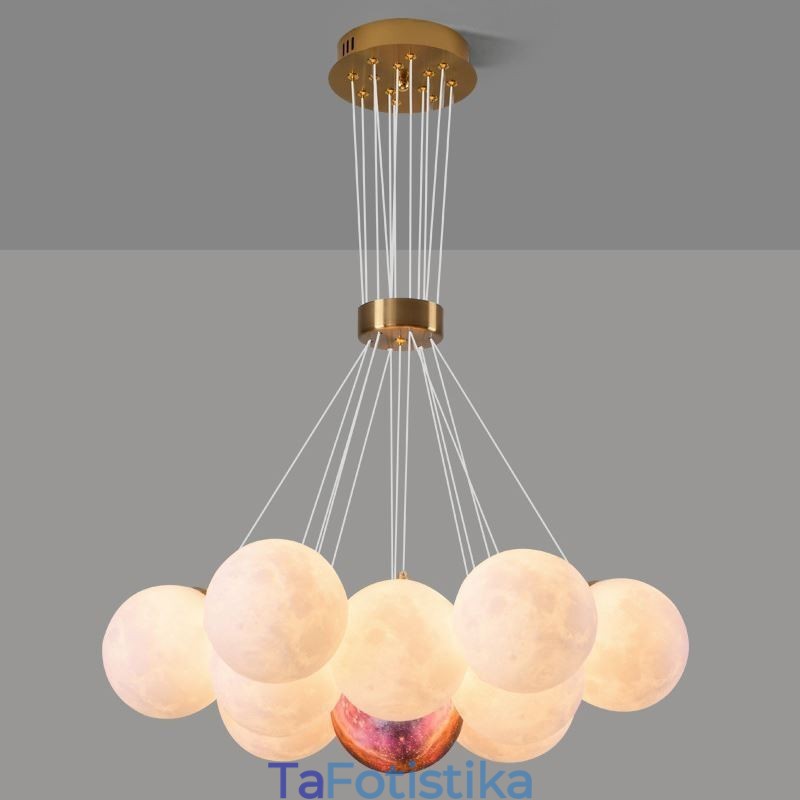 Moon Bubble Chandelier Μοντέρνο 3D Print Balls Κρεμαστό φωτιστικό