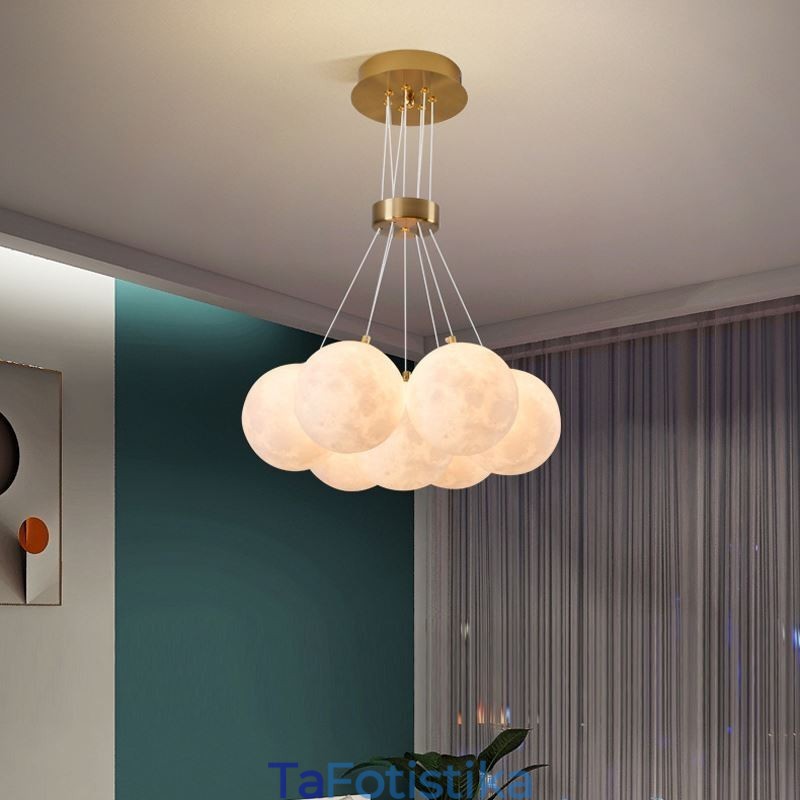 Moon Bubble Chandelier Μοντέρνο 3D Print Balls Κρεμαστό φωτιστικό