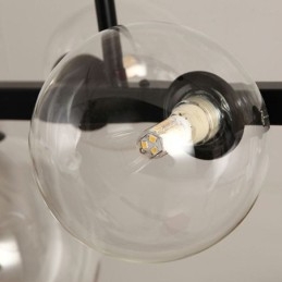 Μοντέρνα γυάλινα μενταγιόν με φούσκα ανοιχτά Μαύρα μακριά φωτιστικά με βραχίονα