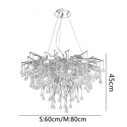 Πολυέλαιος Nordic Crystal Flower Στρογγυλή απόχρωση Πολυτελές χρυσό μενταγιόν φωτιστικό