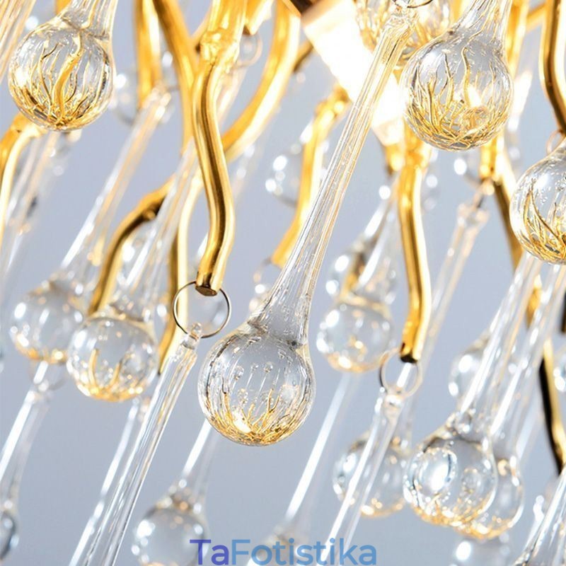 Πολυέλαιος Nordic Crystal Flower Στρογγυλή απόχρωση Πολυτελές χρυσό μενταγιόν φωτιστικό