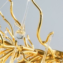 Πολυέλαιος Nordic Crystal Flower Στρογγυλή απόχρωση Πολυτελές χρυσό μενταγιόν φωτιστικό
