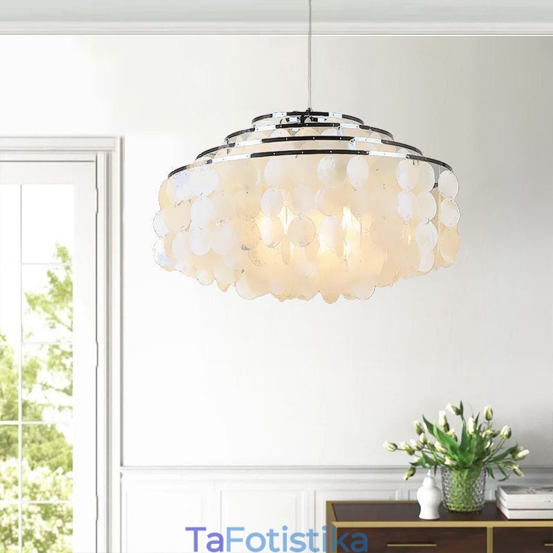 Μοντέρνο Raindrop Chandelier Λευκό Κοχύλι Σκιά Οροφής Κρεμαστό φωτιστικό