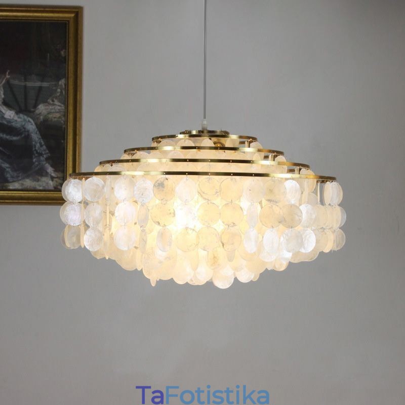 Μοντέρνο Raindrop Chandelier Λευκό Κοχύλι Σκιά Οροφής Κρεμαστό φωτιστικό