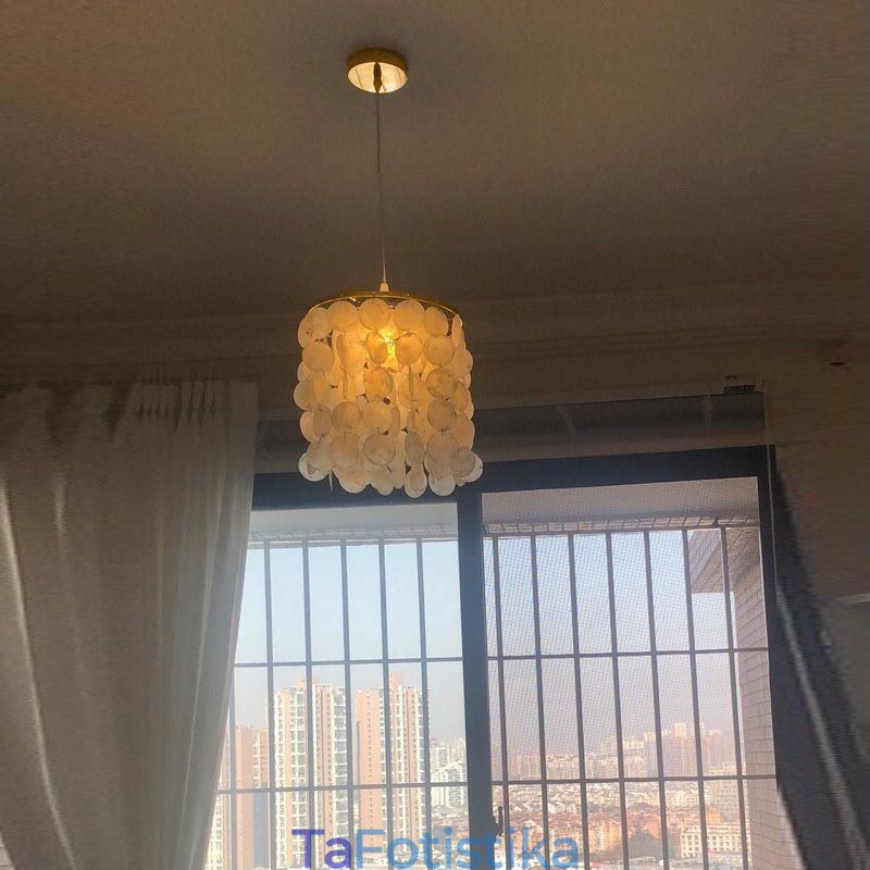Μοντέρνο μενταγιόν Capiz Φωτιστικό Σύγχρονο μίνι κρεμαστό φωτιστικό οροφής Τραπεζαρία