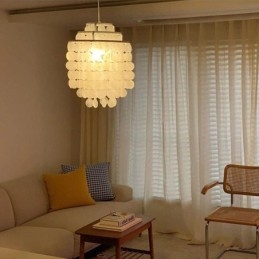 Μοντέρνο Κλασικό Κρεμαστό Ανοιχτό Λευκό Κοχύλι Σκιά Φωτιστικό