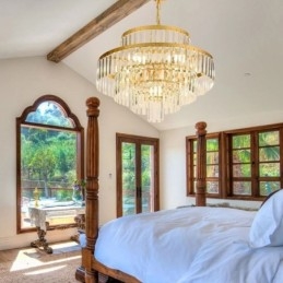 Χρυσό Κρυστάλλινο Κρεμαστό Φωτιστικό 4 Επιπέδων Φωτιστικό Οροφής 7 Φωτιστικά