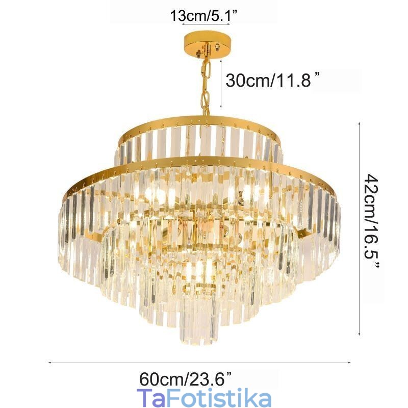 Χρυσό Κρυστάλλινο Κρεμαστό Φωτιστικό 4 Επιπέδων Φωτιστικό Οροφής 7 Φωτιστικά