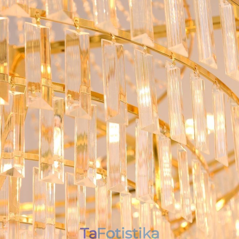 Χρυσό Κρυστάλλινο Κρεμαστό Φωτιστικό 4 Επιπέδων Φωτιστικό Οροφής 7 Φωτιστικά