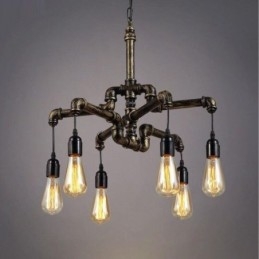 6 Light Retro Industrial Vintage Water Pipe κρεμαστό φως πολυέλαιος Country Rustic στυλ