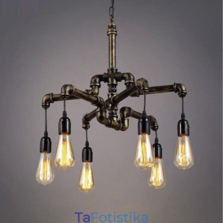 6 Light Retro Industrial Vintage Water Pipe κρεμαστό φως πολυέλαιος Country Rustic στυλ 6 Light Retro Industrial Vintage Water Pipe κρεμαστό φως πολυέλαιος Country Rustic στυλ